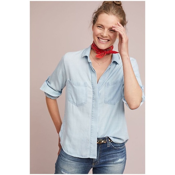 CLOTH & STONE Split-Back Chambray Buttondown [F2] - Picture 3 of 8